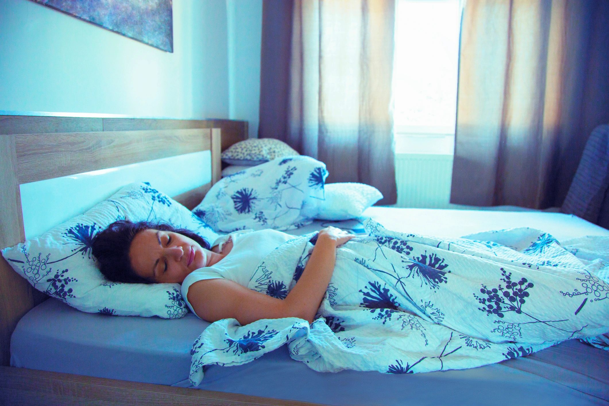 Woman sleeping peacefully in the morning light