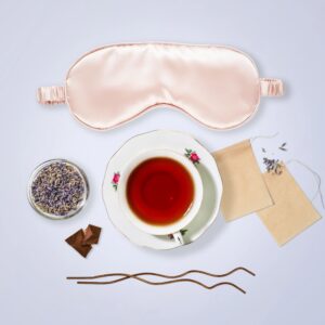 Self-Soothed Evening Ritual with Herbal Tea and Silk Eye Mask