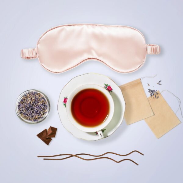 Self-Soothed Evening Ritual with Herbal Tea and Silk Eye Mask